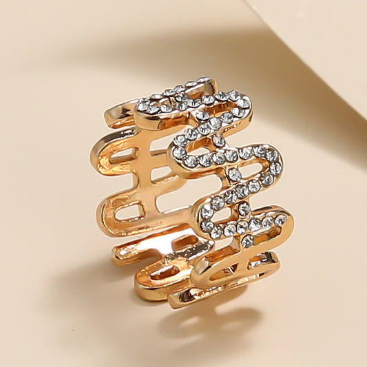 Womens Wave Tail Ring Adjustable Alloy Fashion Ring European And American Jewelry Gift For Everyday Look Shine