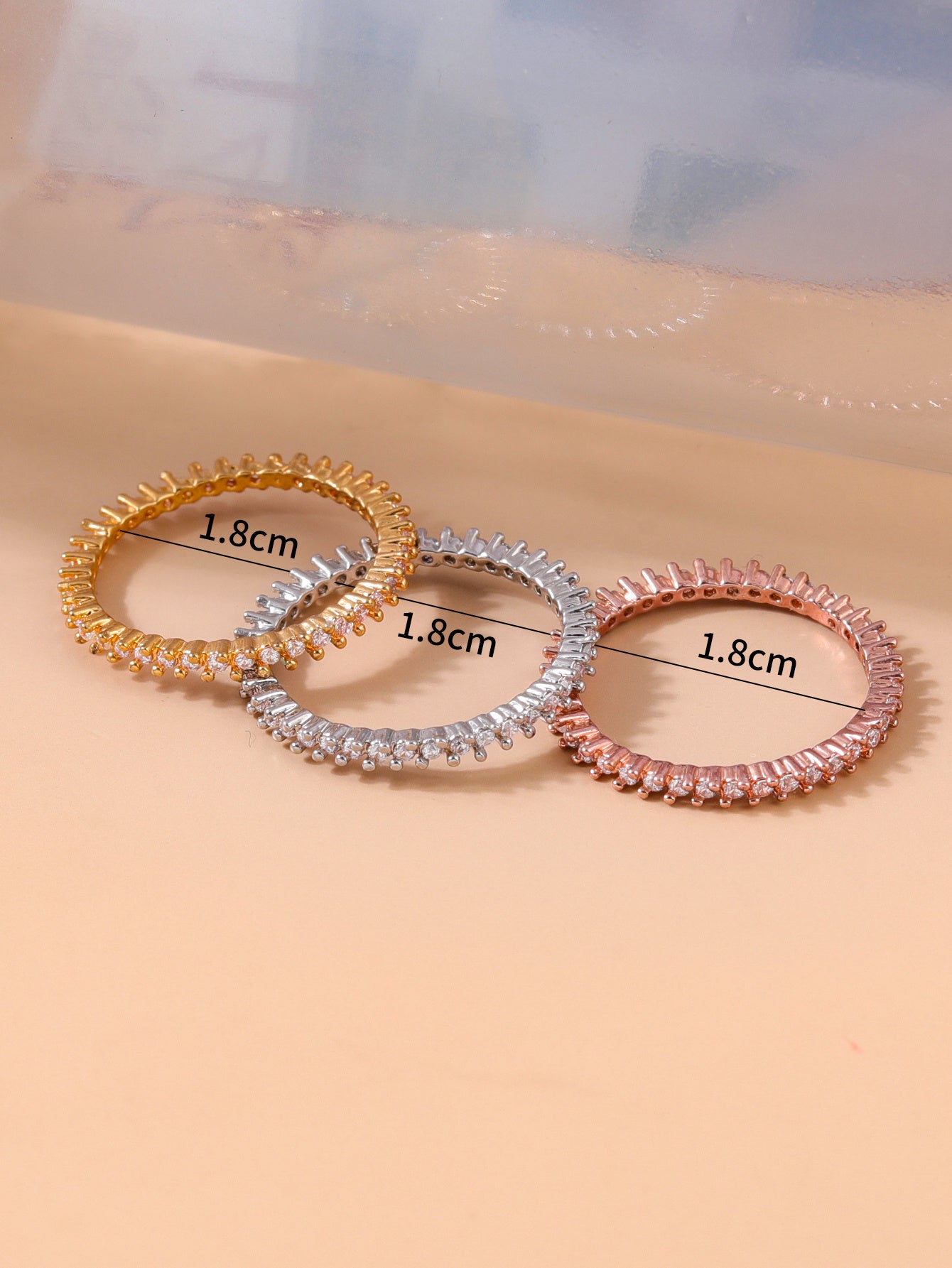 Geometric Multicolor Alloy Rhinestone Ring Set Three Piece Jewelry Fashion For Everyday Wear And Special Occasions