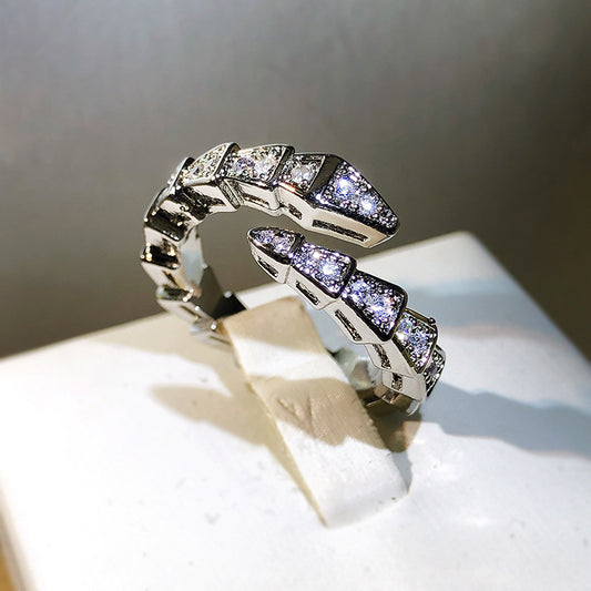 Snake Ring Simple Adjustable Open Band For Women In Gold White Gold Rose Gold Alloy Gemstone Geometric Circular Design