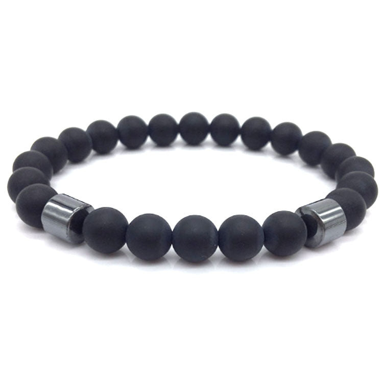Tiger Eye Bead Bracelet Magnetic Closure Fashion Jewelry For Men And Women Gift Black Stone Accent Length 19cm