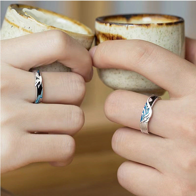 Couple Ring Adjustable Copper Jewelry In Original And Japanese Style Niche Design For Lovers And Friends Today