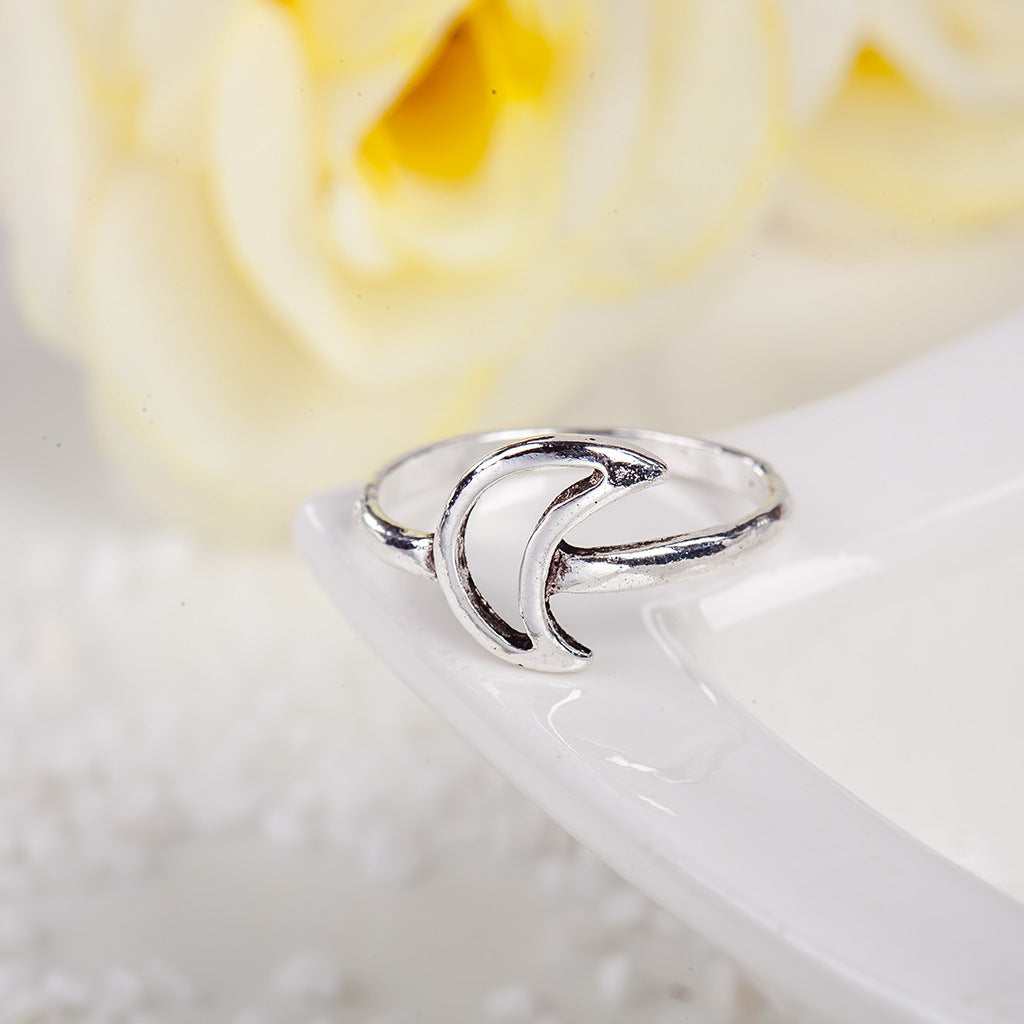 Women Geometric Ring Set Moon Star Triangle Alloy Rings