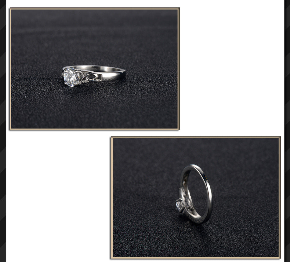 Simple Four Claw Diamond TwoSides Hollow AirQuality Womens Ring Titanium Steel Inlay Ornament Color Size 6 7 8