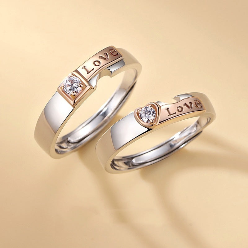 Couple Rings With Heart Shaped Design And English Letters Matching Rings For Men And Women Love Rings Gift Ideas