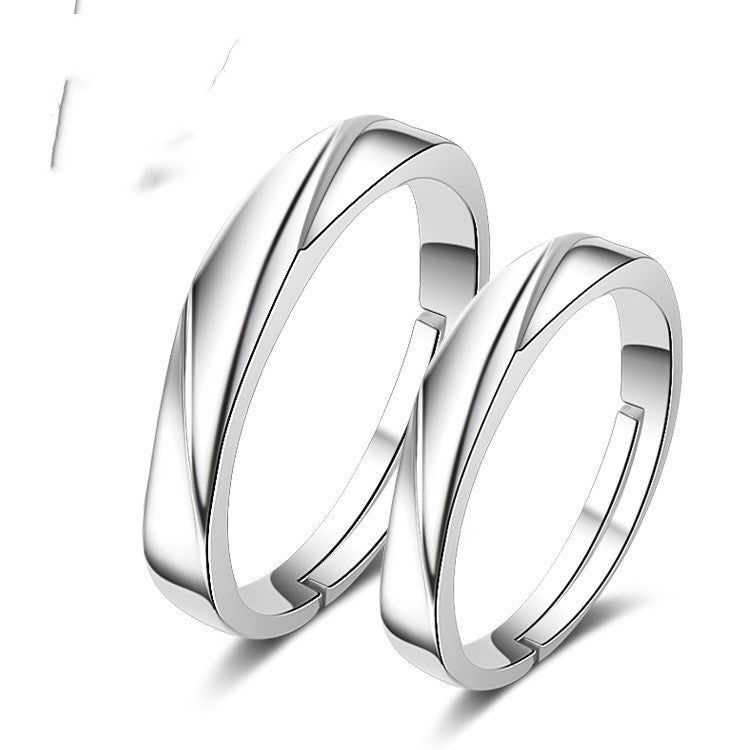 Couple Rings Korean Fashion Jewelry Gift White Copper Electroplated Open Rings Women Men Matching Promise Bands