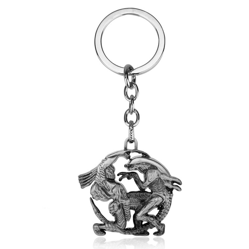Unisex Vintage Bronze Zinc Alloy Keychain Pendant European Decoration Key Ring Electroplated Antique Tin Finish