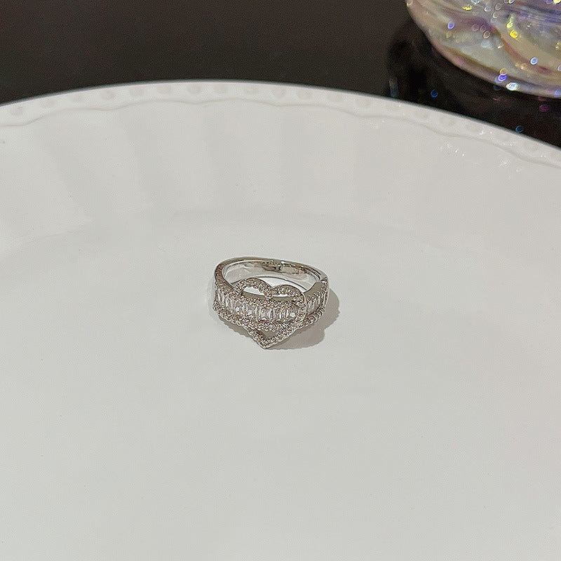 Open Ring For Women Butterfly Zircon Inlaid Copper Ring With Bow Square Heart Elements Fashion Jewelry Sparkle