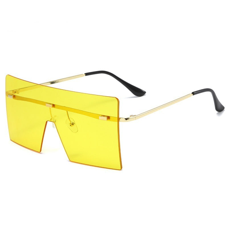 Womens Vintage Oversized Sunglasses Square Rimless UV400