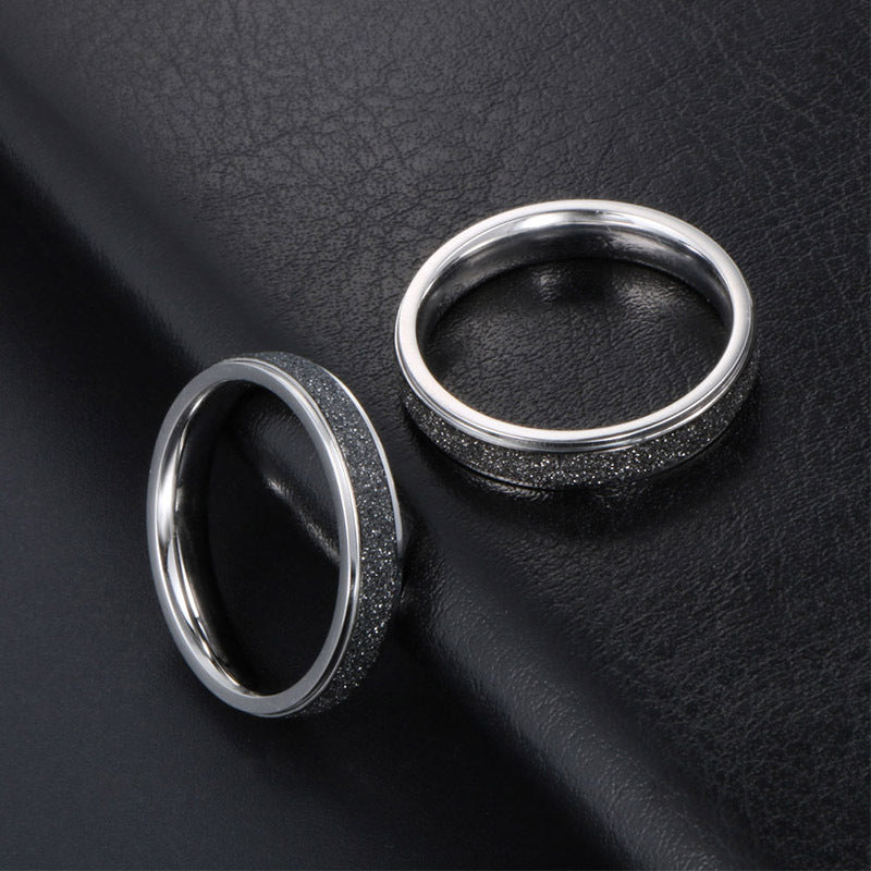 Unisex Titanium Steel Ring Black Frosted Finish 4MM Thick Durable Modern Minimalist Jewelry Band Everyday Wear