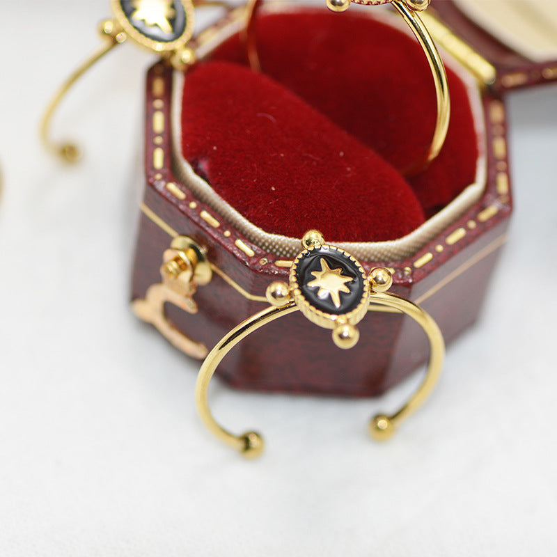 Women Titanium Steel Ring Adjustable Electroplated Durable Fashion Jewelry Unique Dripping Design Pure Gold Hue