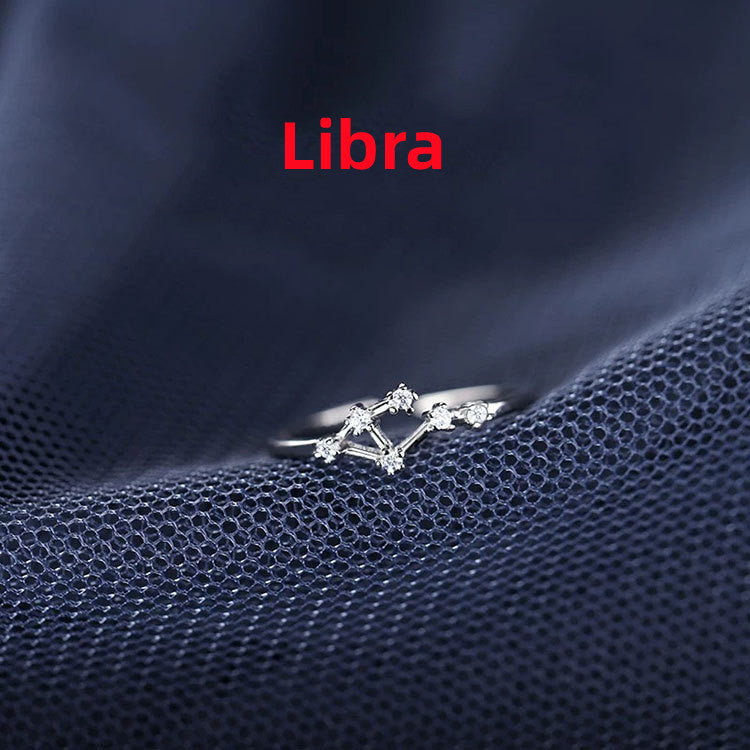 Silver Zodiac Sign Ring for Women and Girls Birthday Gift Electroplated Astrology Rings Aries Taurus Gemini Cancer Leo Virgo Libra Scorpio Sagittarius Pisces Aquarius Capricorn