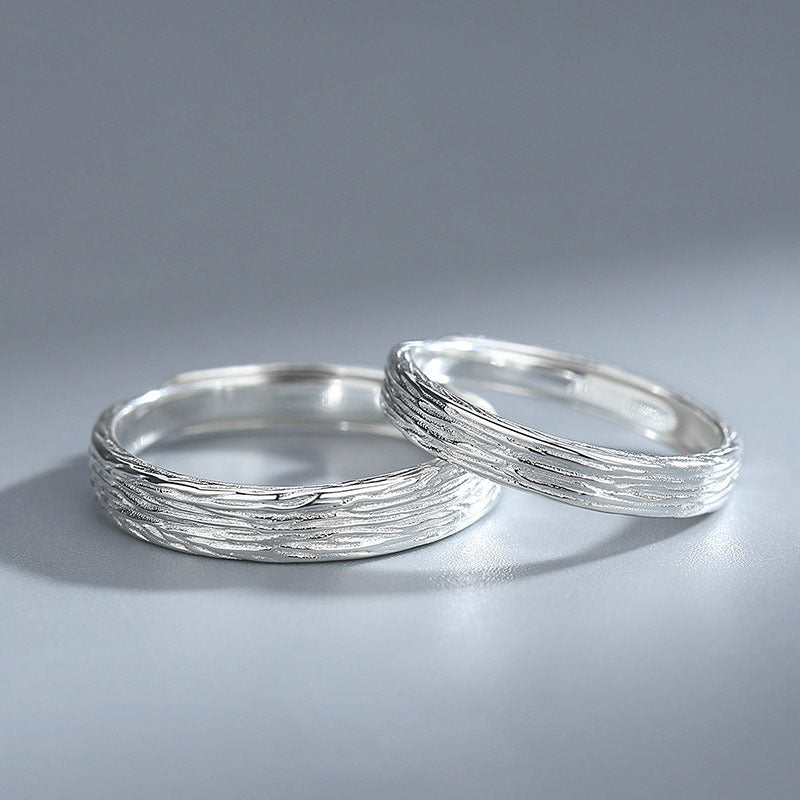 Couple Rings Matching Sets Geometric Copper Band Rings For Him And Her Anniversary Promise Rings Silver Plated