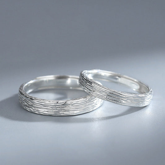 Couple Rings Matching Sets Geometric Copper Band Rings For Him And Her Anniversary Promise Rings Silver Plated