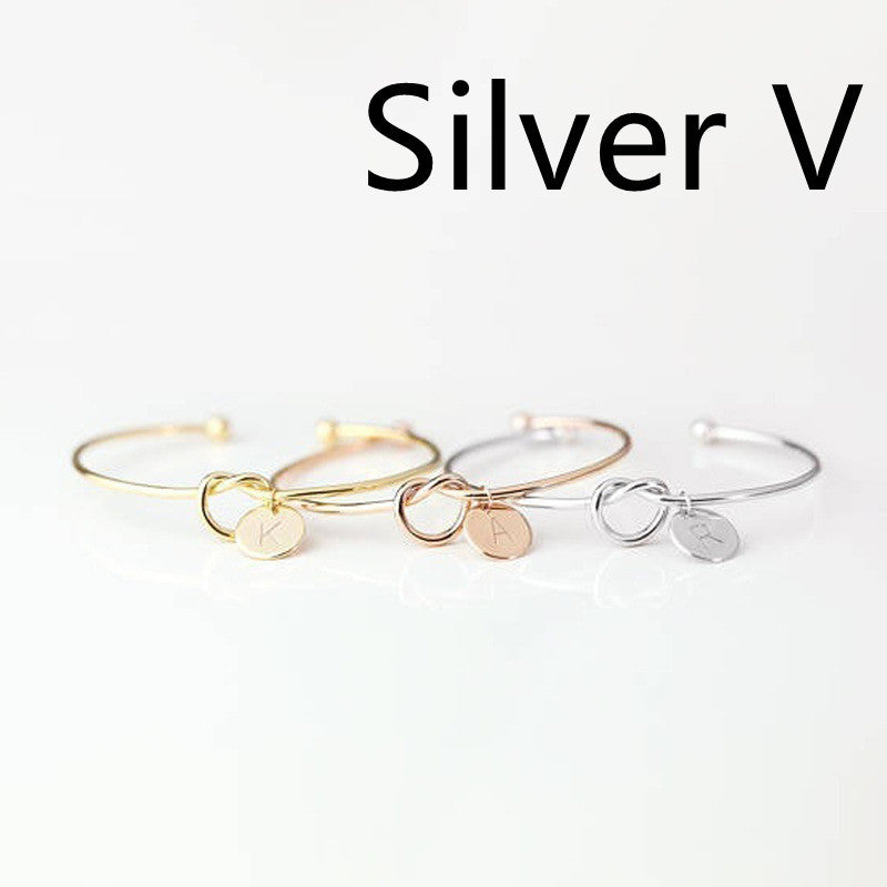 Womens Alloy Letter Bracelet Dead Knot Bangle Jewelry Gold