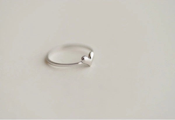Womens Heart Ring 925 Sterling Silver Adjustable Opening Ring Smooth Design Silver Heart Ring For Girls Sizing