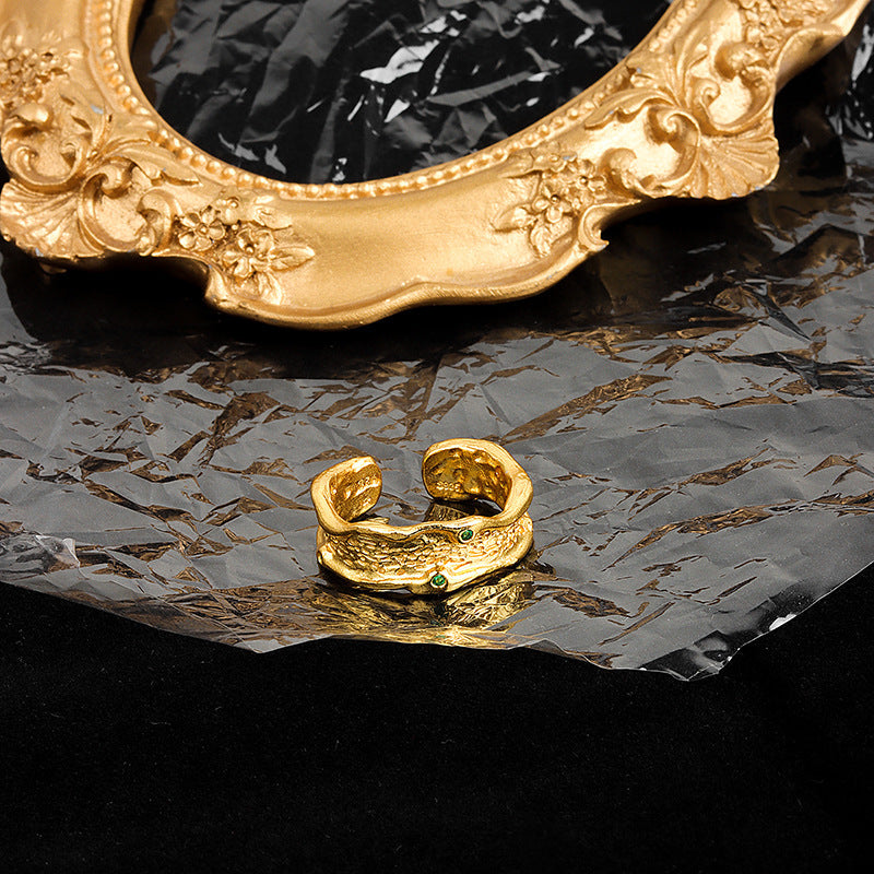 Geometric Copper Ring For Women Adjustable Open Ring 7mm Wide Platinum And Gold Plated Zirconia Gift Gift Idea