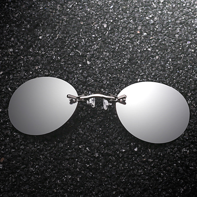 Unisex Retro Round Clip On Sunglasses Frameless Metal Frame Eyewear For Men Women Parties Stage Use Casual Everyday