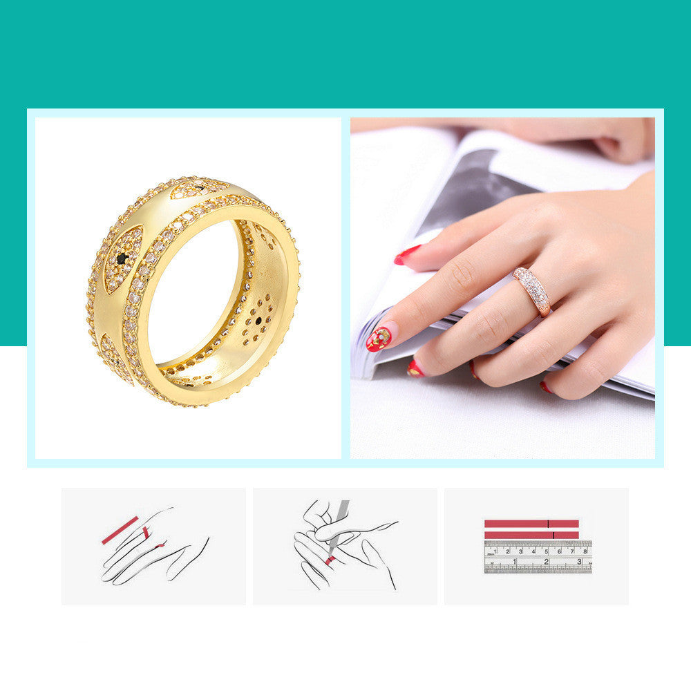 Unisex Zirconium Ring Heart Shaped Gold Plated Coppery Jewelry Accessory Elegant Durable Fashion For Women Men