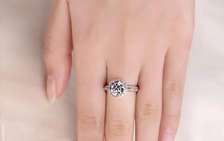 Sterling Silver Diamond Stud Adjustable Engagement Ring