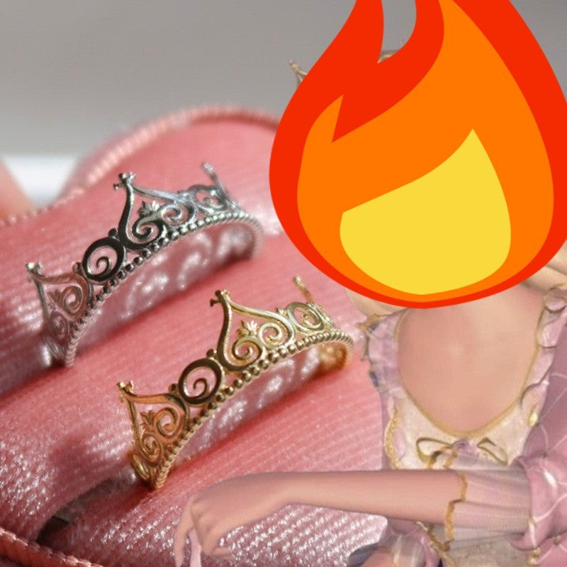 Womens Adjustable Ring Princess Crown Geometric Alloy Electroplated Fashion Jewelry High Quality New Design Stylish