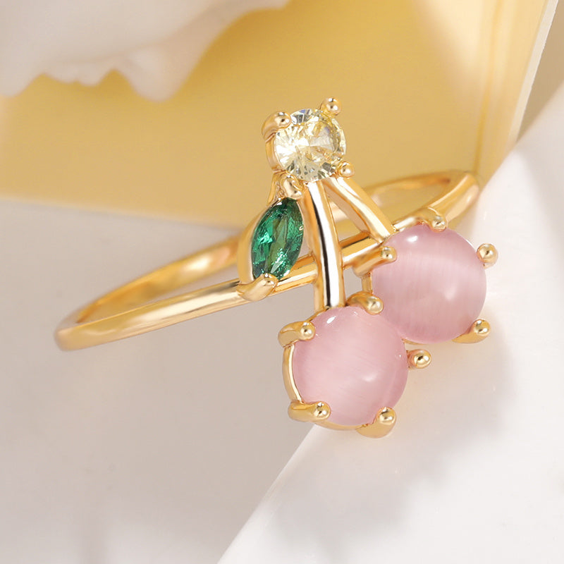 Copper Pineapple Ring With Micro Zircon Inlay Gold Finish European American Design Individually Packed For Women