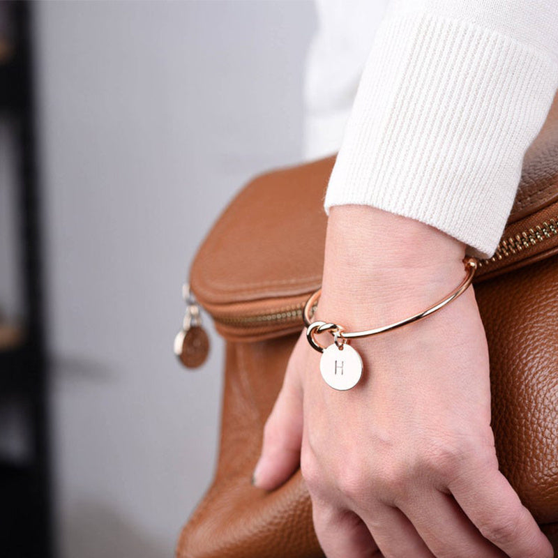 Womens Alloy Letter Bracelet Dead Knot Bangle Jewelry Gold