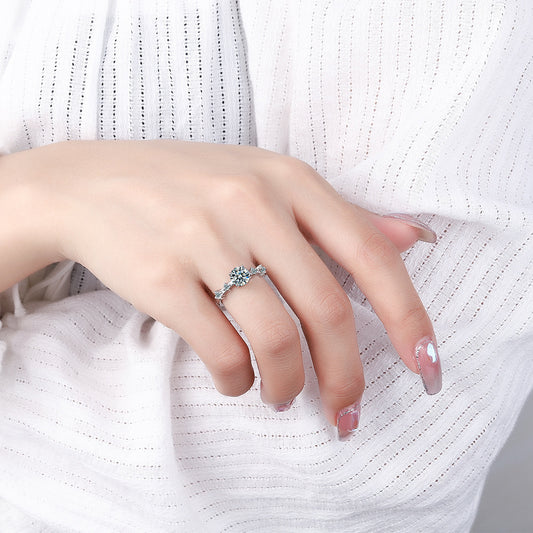 Womens Adjustable Copper Ring With White Gold Plating Sparkling Zirconium Diamond Elegant Fashion Jewelry Accessory