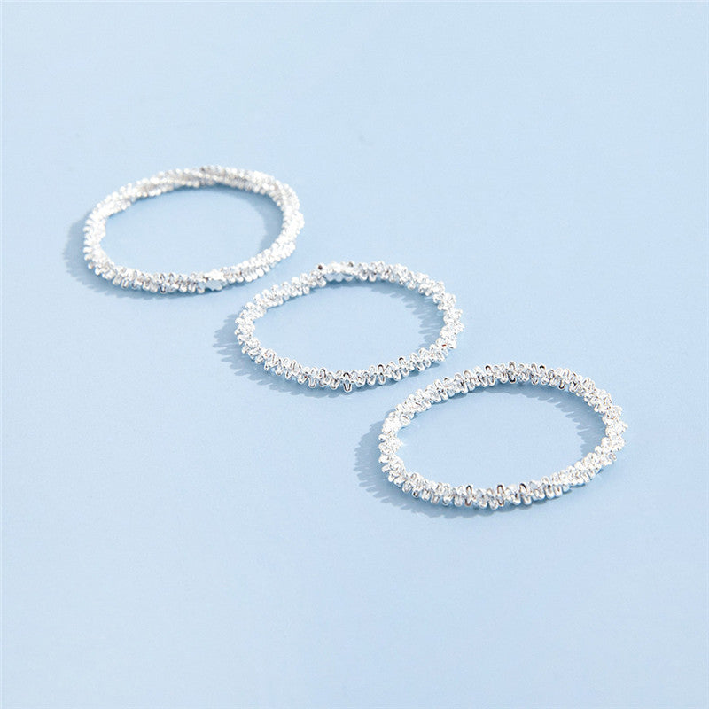Three Piece Alloy Ring Set for Women Elegant Metal Jewelry