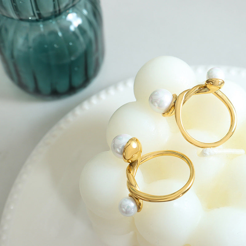 Women Titanium Steel Ring With Colorful Geometry Double Column Twist Design Fashion Jewelry Gift For Her Party