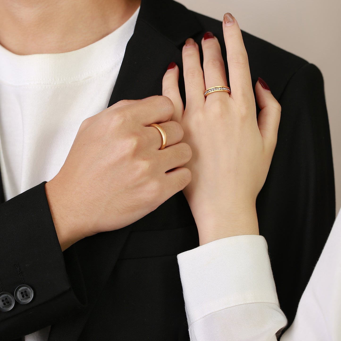 Couple Rings Set Geometric Design Rings For Him And Her Titanium Steel Promise Rings Wedding Bands Anniversary