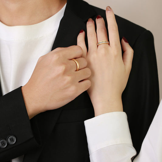 Couple Rings Set Geometric Design Rings For Him And Her Titanium Steel Promise Rings Wedding Bands Anniversary