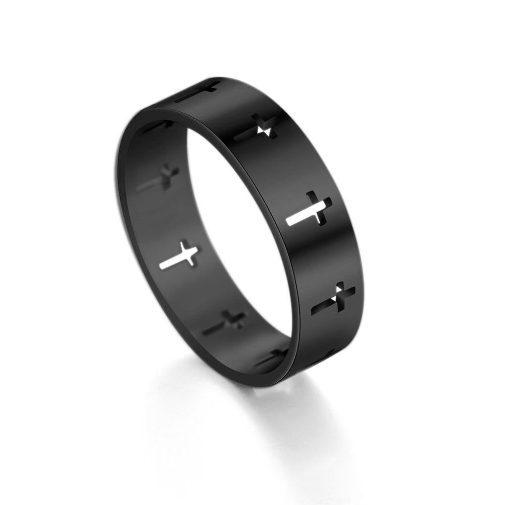 Stainless Steel Hollow Cross Ring For Men And Women Unisex Religious Jewelry Cross Band Ring With Timeless Design