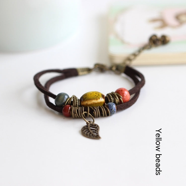 Bohemian Ceramic Woven Beaded Bracelet Circular Design Adjustable Length for Women Boho Bracelet Accessory Today