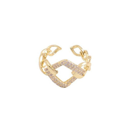 Rhombus Fashion Copper Ring Gold Plated Simple and Stylish Index Finger Jewelry Ideal Everyday Style Accessory