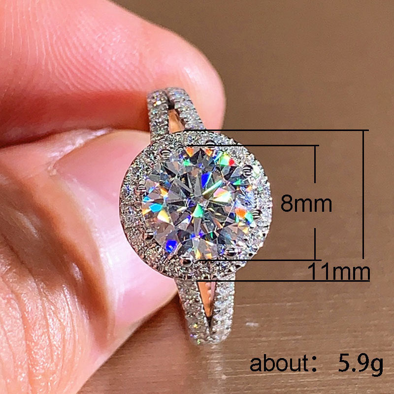 Womens Ring Micro Inlaid Zircon Round Rhinestones Copper Classic Geometric Elegant Fashionable Durable Jewelry