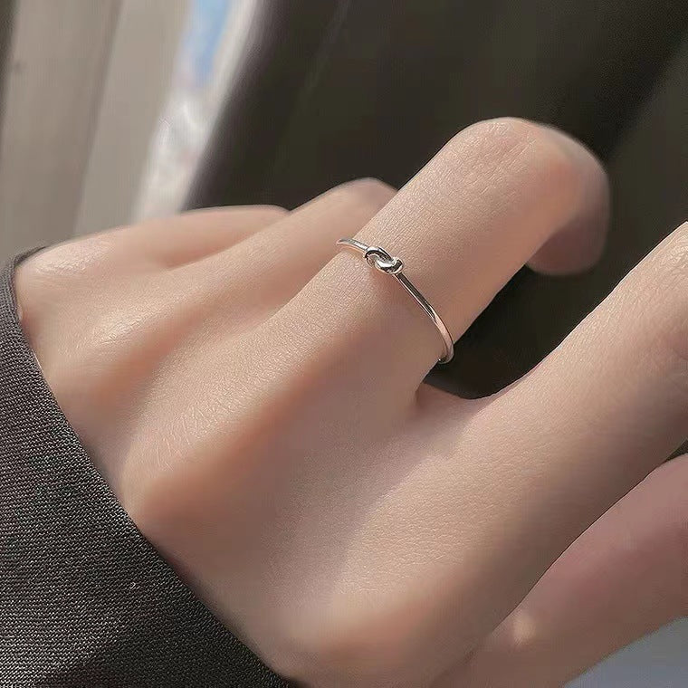 Knot Line Ring S925 Sterling Silver Adjustable Fashion Ring For Women Knot Style For Everyday Wear And Look Up