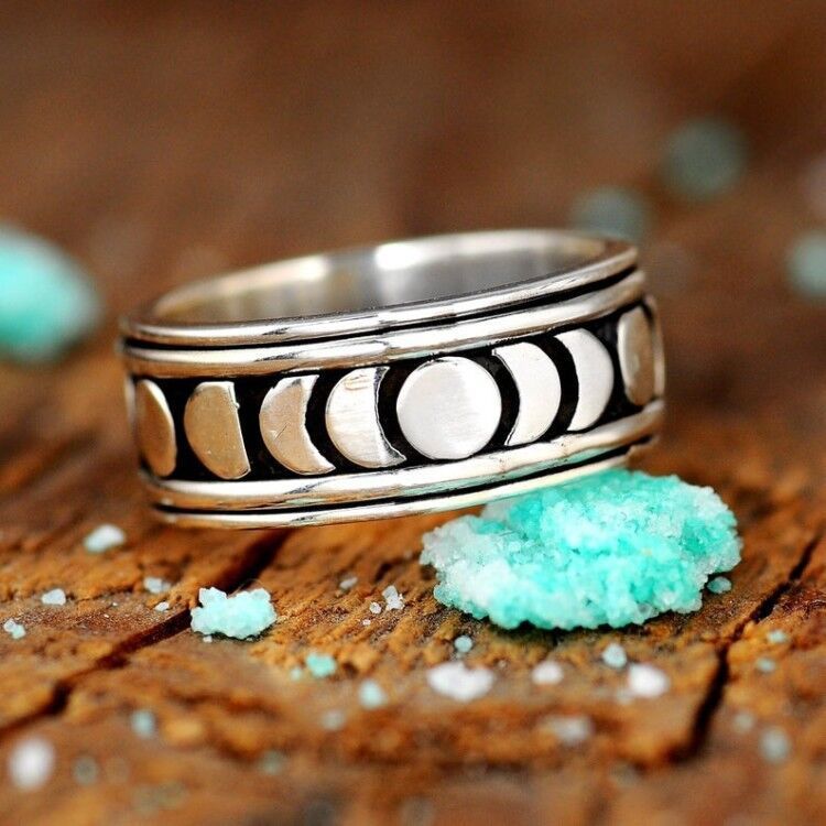 Moon Ring Geometric Design Alloy Electroplated Silver Color Everyday Wear Jewelry Accessory An Elegant Minimalist Gift