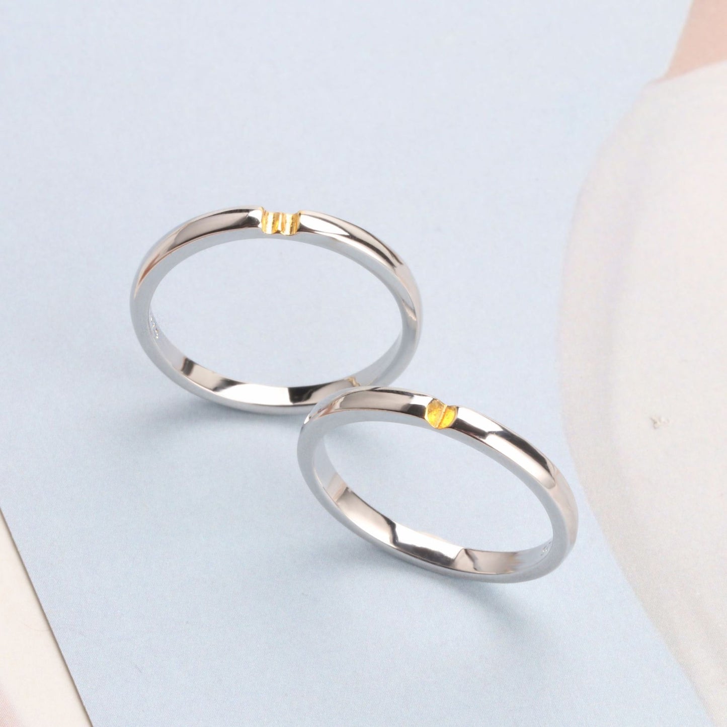 Electroplated 18K Gold Couple Ring With White Copper Finish Unisex Fashion Band For Everyday Wear Or Gift Idea