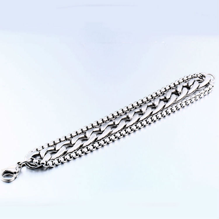Mens Punk Bracelet Alloy Electroplated Fashion Accessory 24cm Gift for Him Anniversary Celebration Present Now