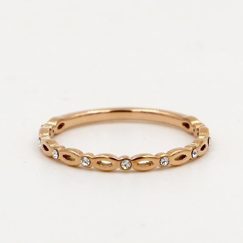 Womens Titanium Steel Rose Gold Plated Tailor Ring With Diamonds Korean Style Custom Letter Number Design Ring