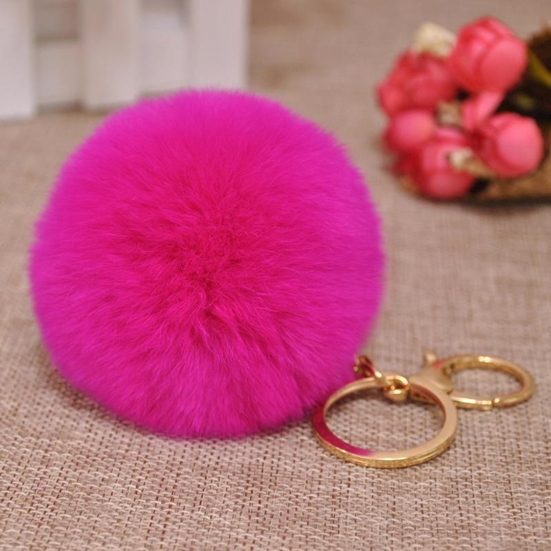 Rabbit Fur Ball Keychain Adorable Animal Key Chain Accessory Perfect Gift for Women Teens and Girls Fluffy Keyring