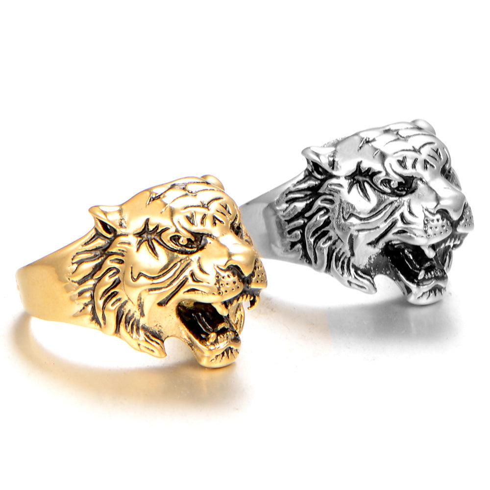 Metal Tiger Head Ring Electroplated For Men And Women Unisex Fashion Accessory With Bold Animal Motif Statement