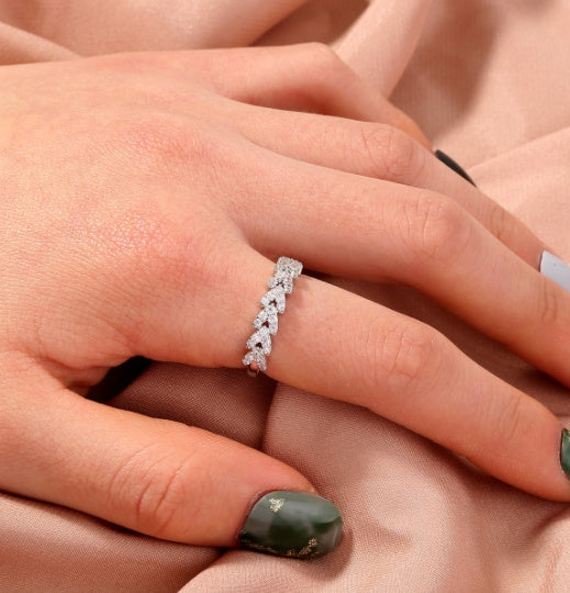 Adjustable Copper Geometric Ring With Micropaved White Zircons Unisex Gift For Weddings Travel And Jewelry Gift