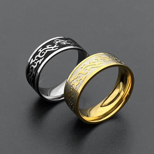 European And American Style Titanium Steel Ring With Dragon Pattern For Unisex Fashion Accessory Jewelry Style