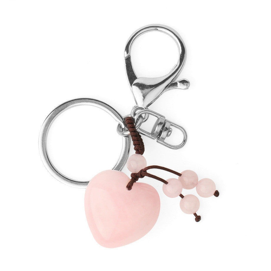 Natural Stone Keychain Electroplated Love Heart Key Chain Water Drop Bell Freshly Baked Unique Stone Drop Bell