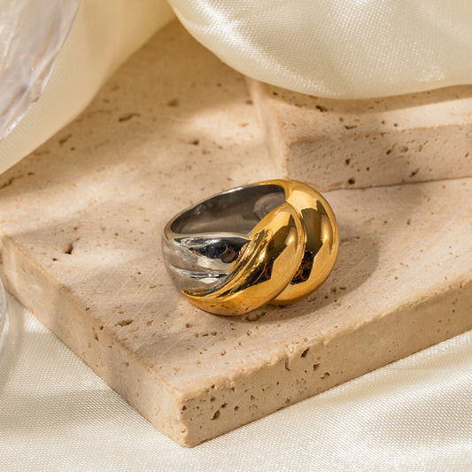 Gold Womens Circle Geometry Ring Stainless Steel Electroplated For Her Gift No 6 No 7 No 8 Sizes 6 7 8 For Her