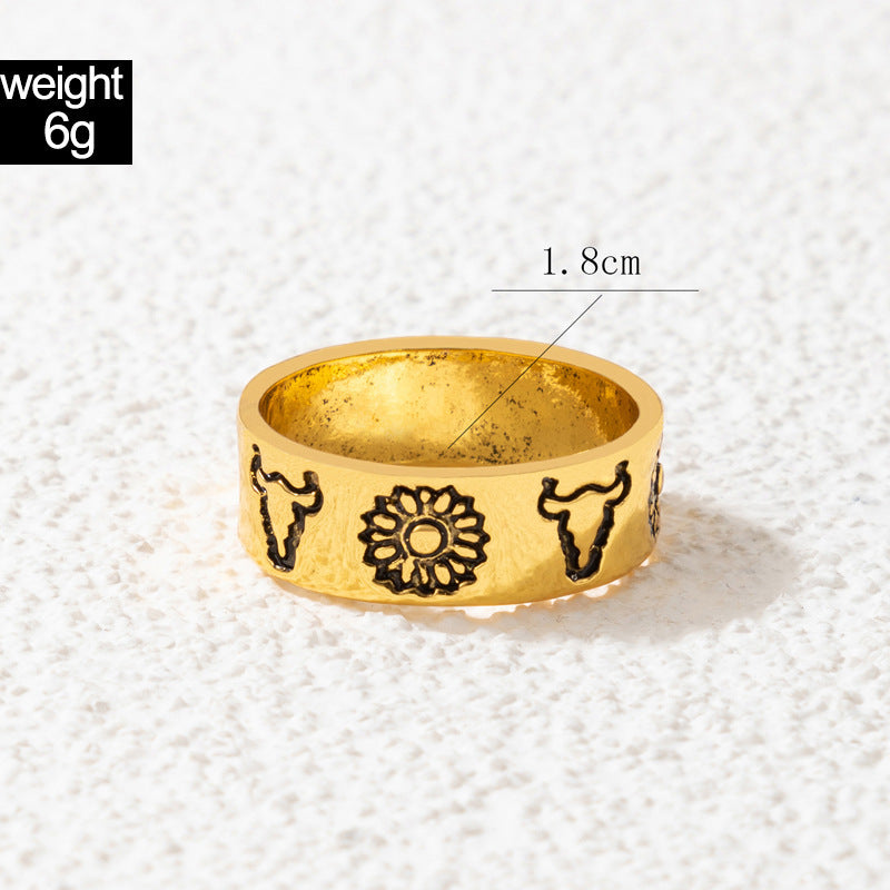 Geometric Aluminum Ring Silver Gold Plated Unisex Band