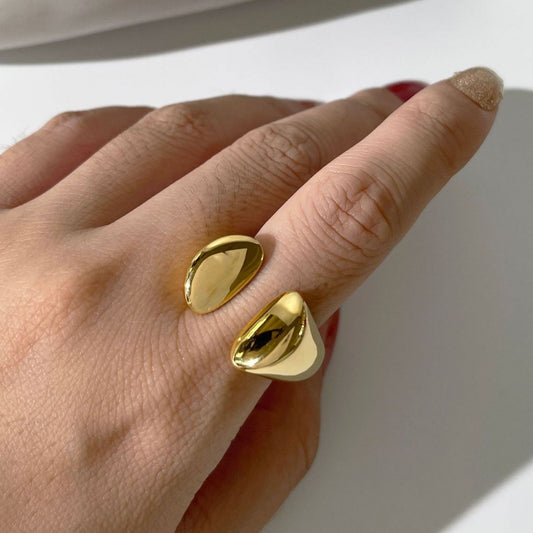 Women's Geometric Ring Titanium Steel Open End Ring 18k Gold Plated Waterproof Ring Fashionable Ring for Women Personalized Jewelry Gift