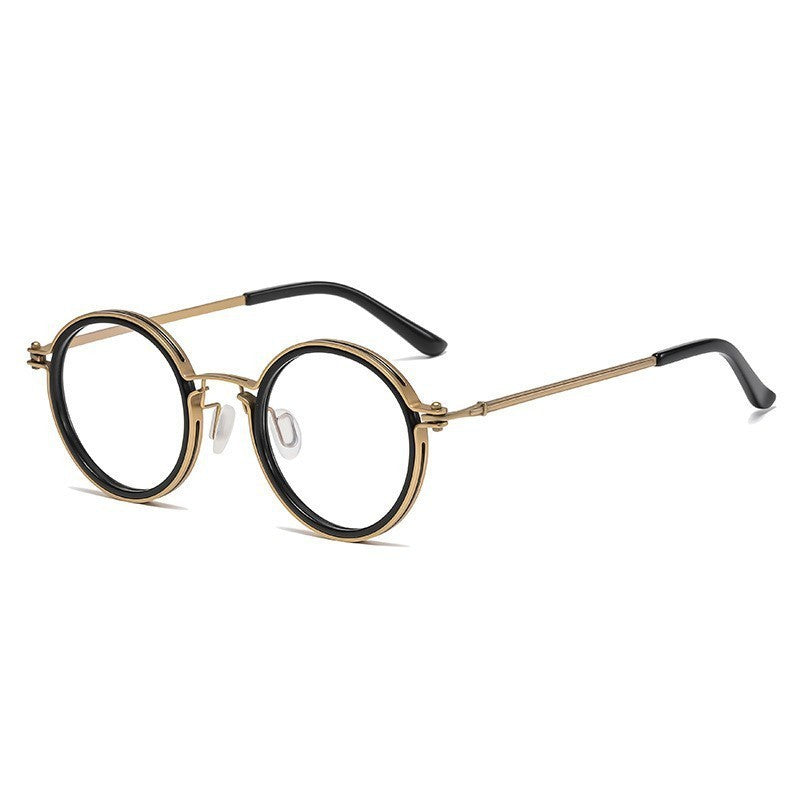 Adults Reading Glasses Round Frame Anti Blue Light Metal PC Frame Retro Eyewear Patterned Lens Readers