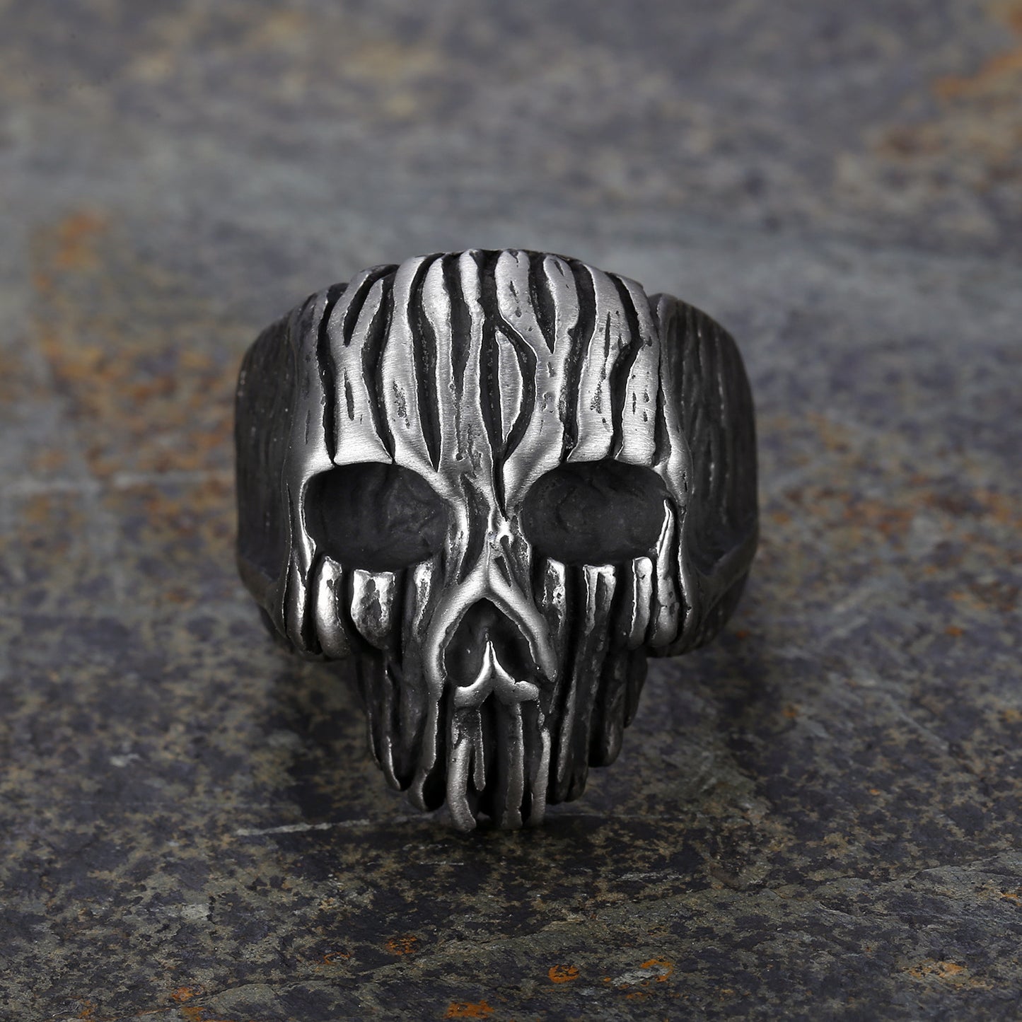 Unisex Titanium Steel Skull Ring Punk Style Jewelry For Men And Women Boiled Black Polished Finish Accent Bold
